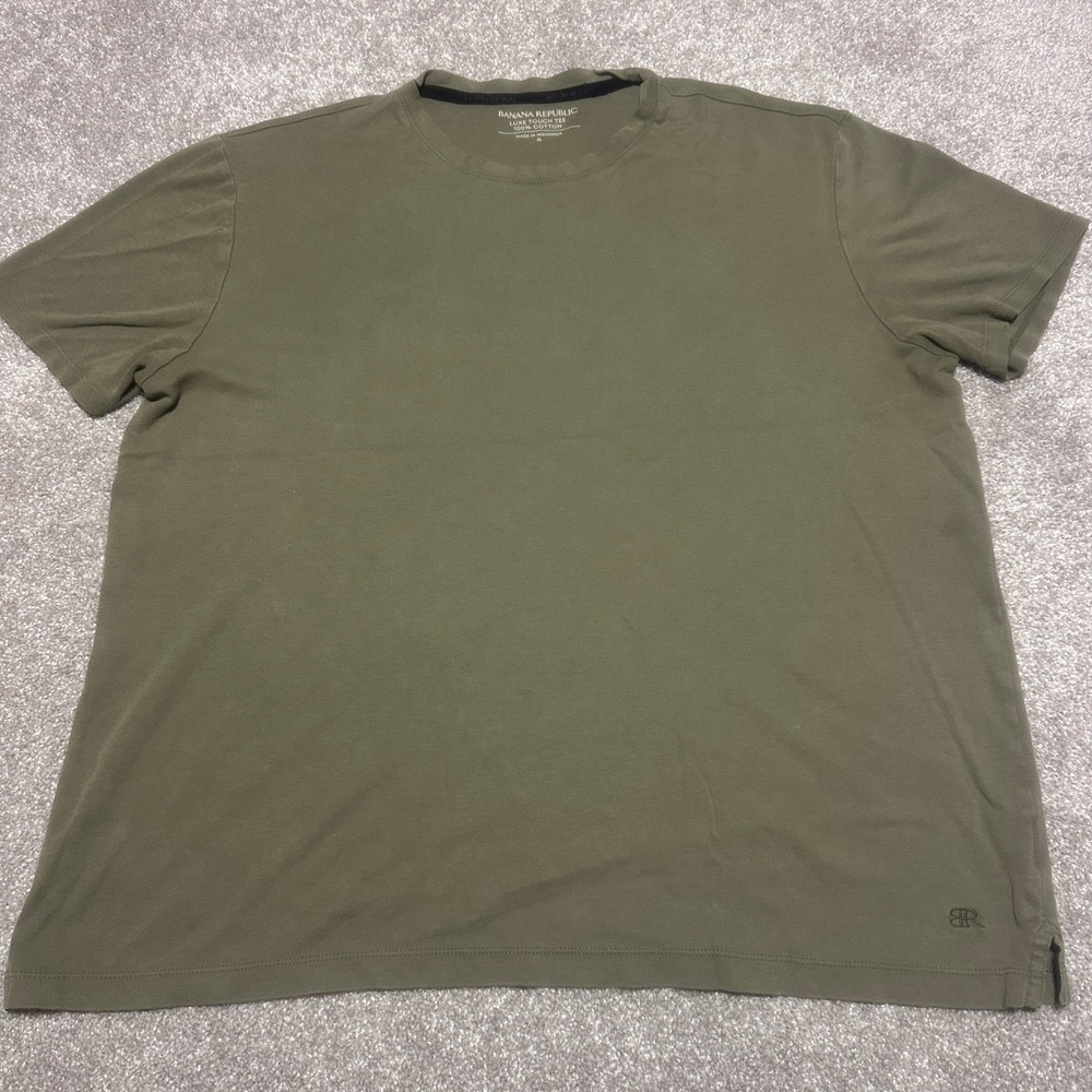 Banana Republic Mens XL Luxe Touch T-Shirt Olive Green Cotton Tee Casual Basic